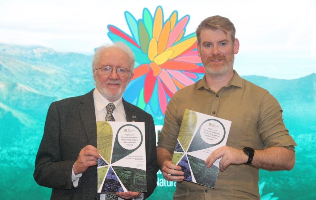 Minister Malcolm Noonan and Fintan Kelly IEN Agriculture and Land-use Policy Officer at COP16, Cali, Colombia